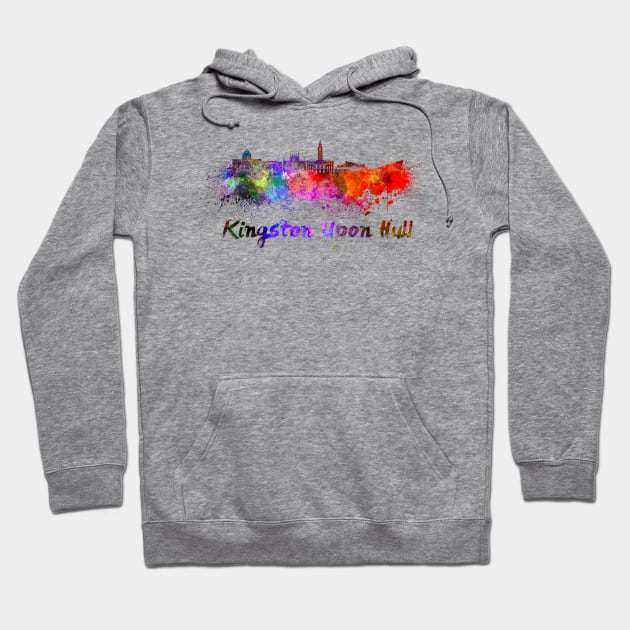 Kingston Upon Hull skyline in watercolor Hoodie by PaulrommerArt